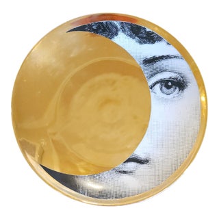 Fornasetti Porcelain Surreal Gold Themes & Variation Plate, Pattern # 39 For Sale