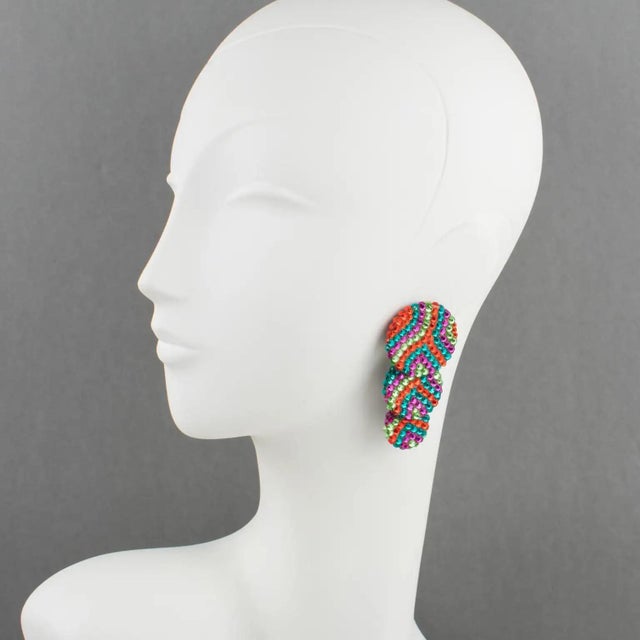 Richard Kerr created these beautiful, eye-catching clip-on earrings in the 1980s. They are composed of his trademark pave...