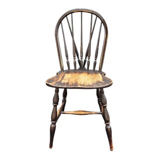 Antique Americana Ebonized Brace Back Windsor Chair For Sale