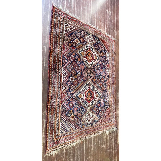 Tribal Antique Persian Qashqai Rug 4'8" X 6'3" For Sale - Image 3 of 9