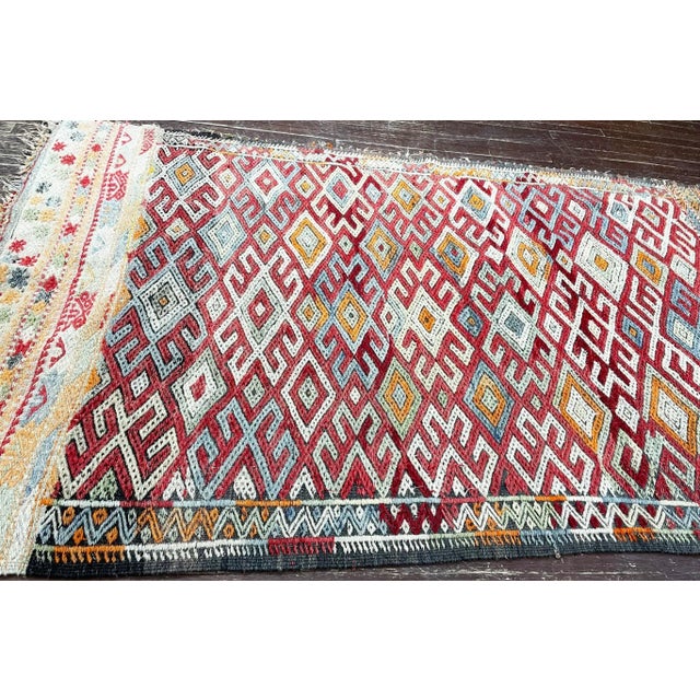 Mid 20th Century Mid 20th Century Vintage Handmade Moroccan Flat Weave/Kilim,#17420, 4'9" X 8'1" For Sale - Image 5 of 13