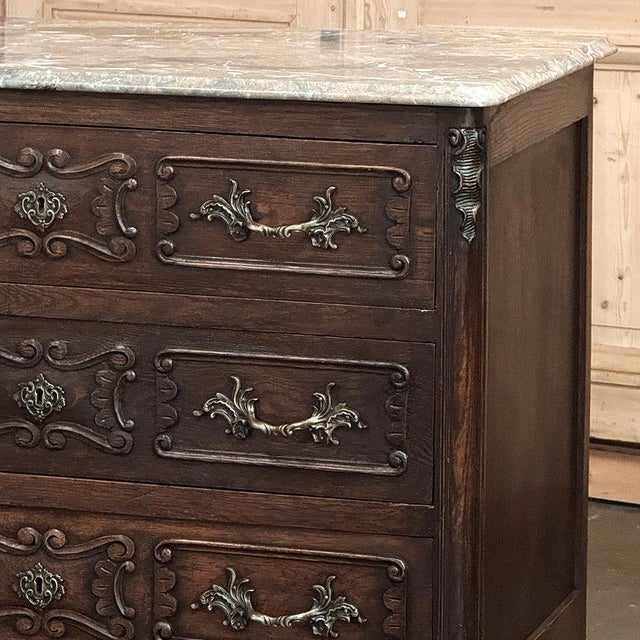 Wood Antique Liégeoise Louis XIV Marble Top Commode For Sale - Image 7 of 17