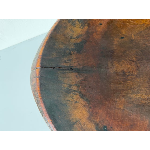 Vintage Primitive Organic Style Hand-Carved Wood Bowl For Sale - Image 11 of 12