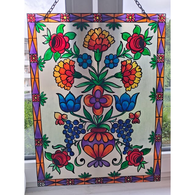 Art Nouveau Stained Glass and Lead, 1900, in Flawless conditions. Designed 1890 to 1919