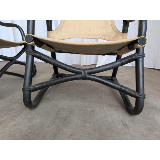 Vintage Espri Safari Lounge Chair in Black Bamboo and Beige Fabric, 1970s For Sale - Image 17 of 18