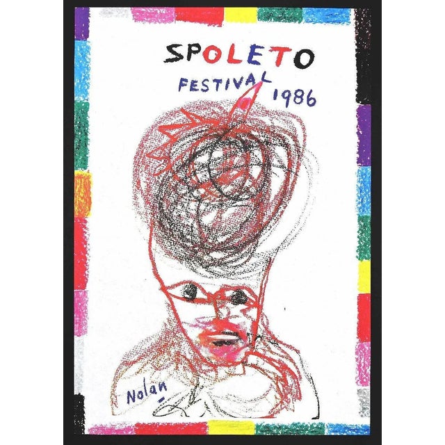 Spoleto Festival is an original offset on black cardboard, realized after Kenneth Noland in 1986. Signed on plate. Good...