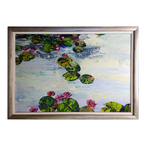 Maya Eventov Original Painting on Canvas Custom Framed Lily Pads