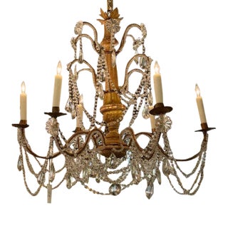 19th Century GIltwood and Crystal Chandelier From Genoa For Sale