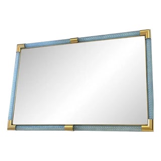 Italian-Style Light Blue Mirror with Torchon-Torciglione Murano Glass by Simoeng for Simoeng For Sale