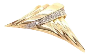 14 Karat Yellow Gold Free Form Charm / Pendant With Diamonds