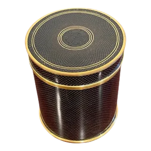 Mid 20th Century Mid-Century Chinese Black & Gold Cloisonné 'Good Luck' Circular Table Box