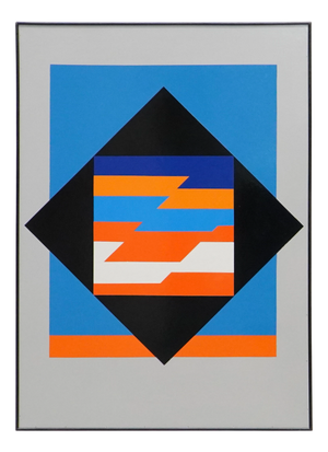 Guy Vandenbranden, Early XL Abstract-Geometric Composition, Lacquer on Panel, Belgium, 1977