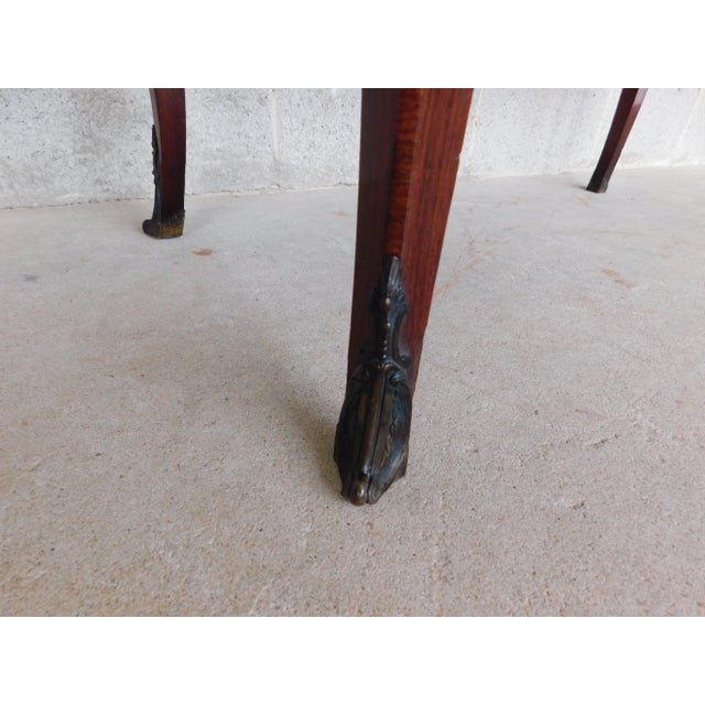 Chestnut Antique French Louis XV Style Marquetry Inlaid Cylinder Desk For Sale - Image 8 of 10