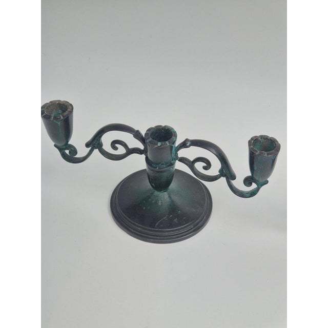 1920s Vintage Decorative Candleholders in Bronze, 1920s, Set of 2 For Sale - Image 5 of 10