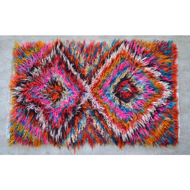 Vintage Hand-Made Shaggy Mohair Wool Tulu Turkish Area Rug- 3′1″ × 5′6″ For Sale - Image 13 of 13