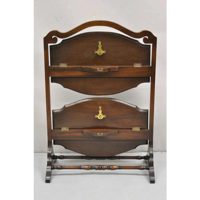 Brown Vintage Regency Style Mahogany 2 Tier Folding Muffin Cake Stand Side Table2 For Sale - Image 8 of 12