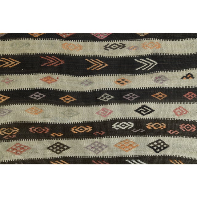 1970s Vintage Turkish Handmade Wool Cotton Beige Brown Kilim Runner Rug For Sale - Image 10 of 11