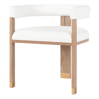 Matthew Izzo Home Jude Cerused Oak Barrel Back Dining Chair For Sale