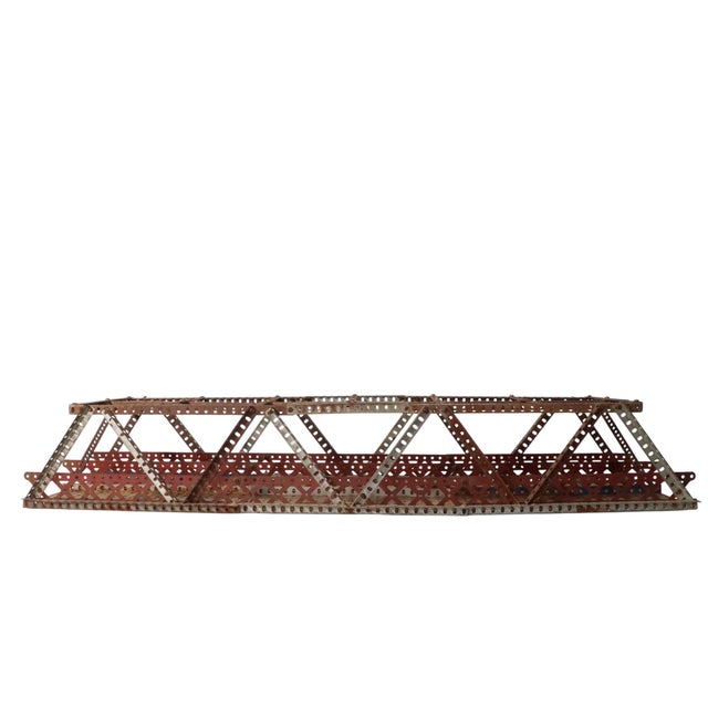 Vintage Erector Set trestle bridge model, in original patinated finish. Great architectural decorative objet, constructed...