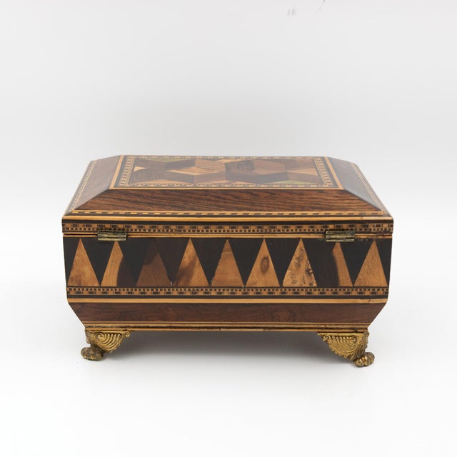 Regency Rosewood Specimen Box on Gilt Lion Paw Feet Circa 1810 For Sale - Image 4 of 16