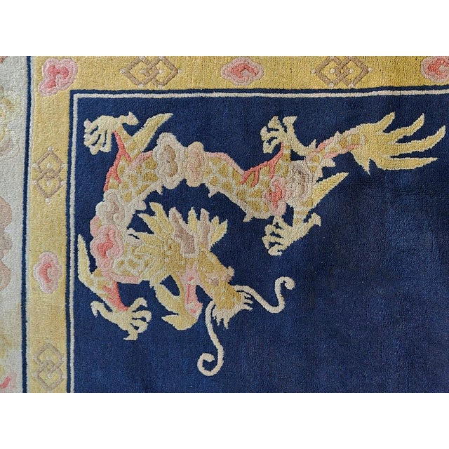 Chinese 1930s Blue Navy Dragon Traditional Antique Chinese Peking Rug 8' X 10'10" Hand Knotted Wool Carpet For Sale - Image 3 of 6