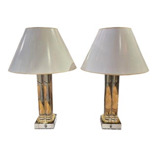 Mid Century Modern Lucite and Brass Lamps For Sale