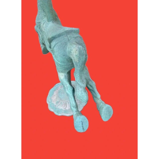 Hollywood Regency Monumental Carousel Horse Green Patinated Bronze Statue For Sale - Image 4 of 11