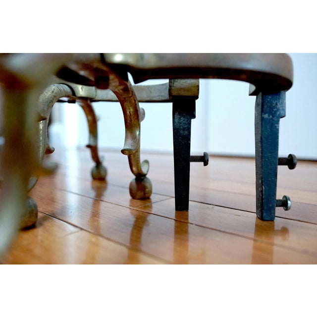 Metal 19th Century Lemon Top Antique Brass and Iron American Andirons For Sale - Image 7 of 8