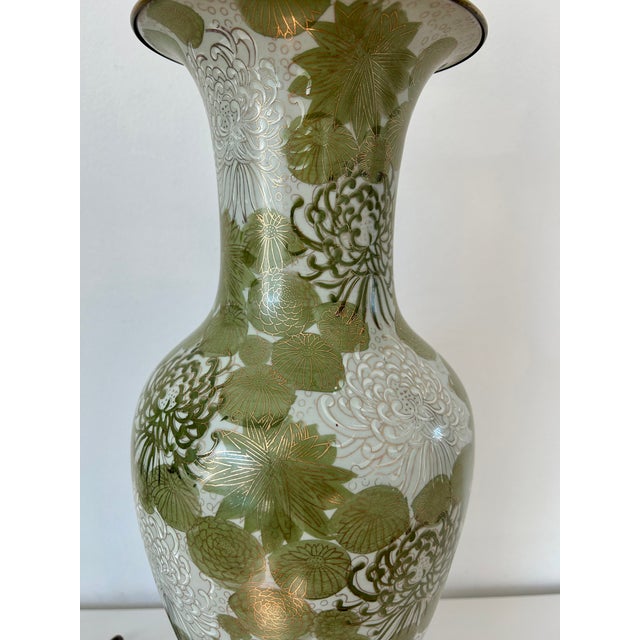 Japanese Vintage Tall Japanese Kutani Porcelain Vase Table Lamp For Sale - Image 3 of 6