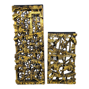 Qing Dynasty Chinese Handcrafted Gilt-Wood Panels (C. 1644-1912)