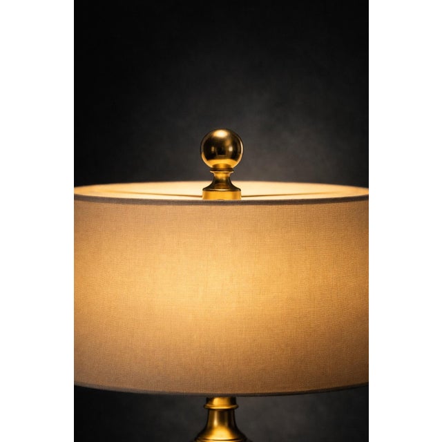 Hollywood Regency Eggplant & Brass Table Lamp With New 17” Shade For Sale - Image 4 of 12