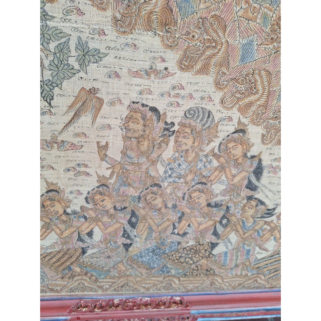 Antique Balinese Kamasan Hand Painted and Woven Tapestry For Sale - Image 17 of 18