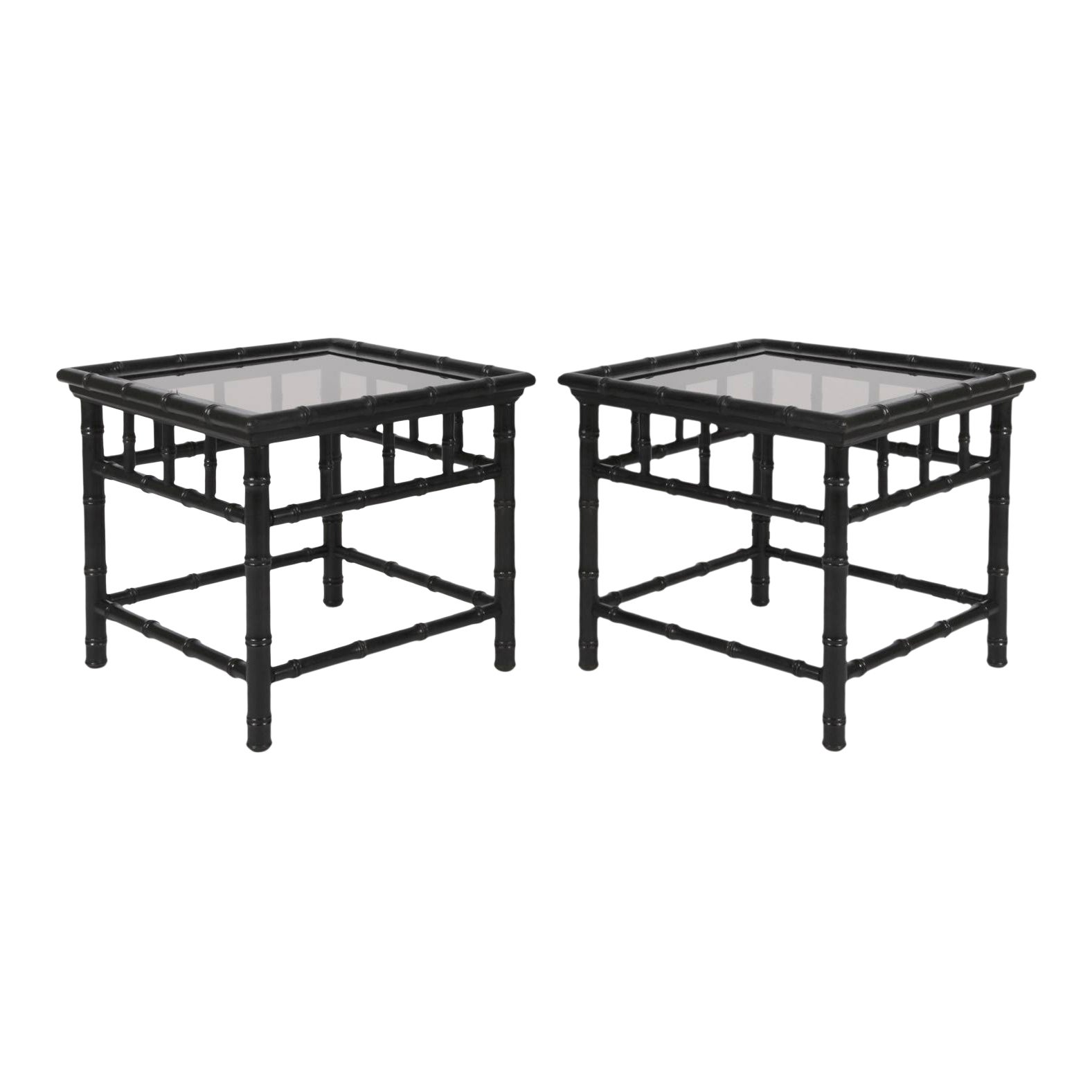 Black Painted Faux Bamboo Side Tables a Pair Chairish