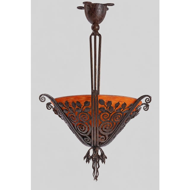 Art Deco French Art Deco Chandelier by Edgar Brandt & Daum - 1920s France For Sale - Image 3 of 13