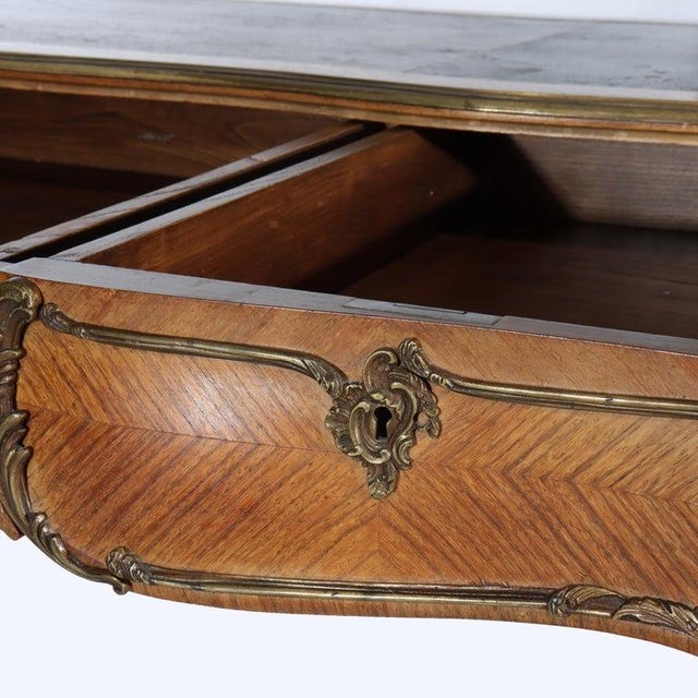 Antique French Louis XV Bureau Plat Rosewood Inlaid Attributed to François Linke 19th C For Sale - Image 13 of 17