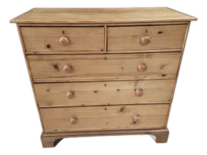 Antique Pine Two Over Three Chest of Drawers From England
