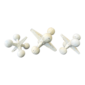 1990s Off White Cast Iron Jacks Set of 3 Decorative Objects