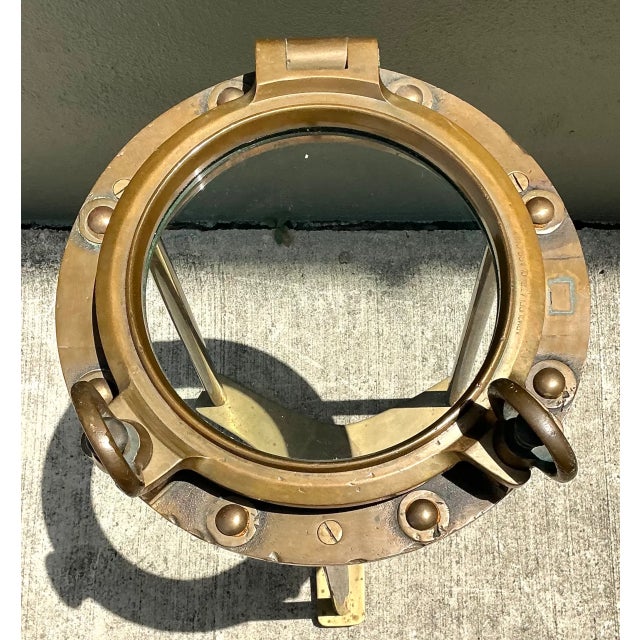Vintage Brass and Glass Porthole Accent Table For Sale - Image 13 of 13