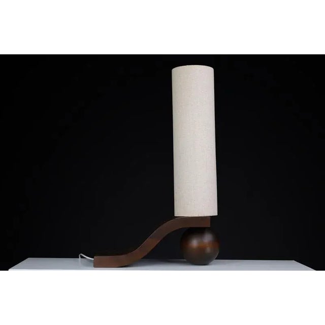 Mid-Century Czech Table Lamp in Sculpted Wood by Vladimír Nývlt, 1970s For Sale - Image 9 of 12