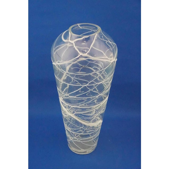 Glass Murano Glass Vase in White Glass Paste Lattice, 1940s For Sale - Image 7 of 18