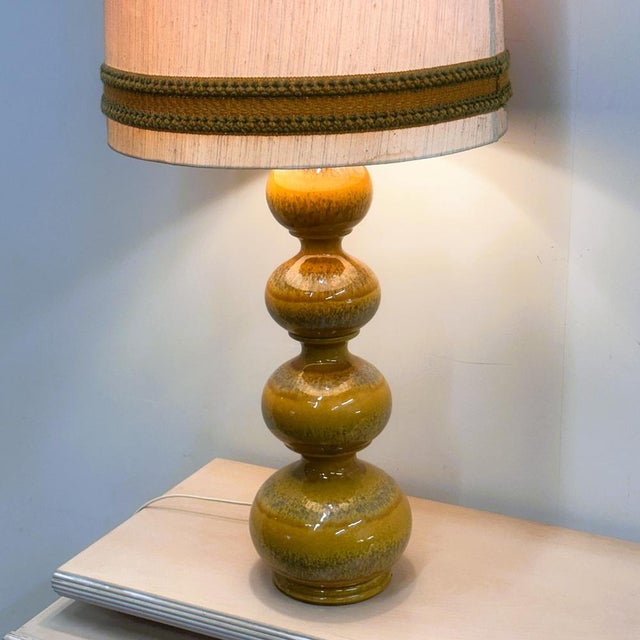 Large German Mustard Ceramic Lamp from Kaiser Leuchten, 1970s For Sale - Image 6 of 13