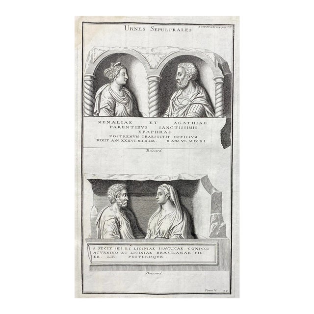 Antique Roman Urn and Tomb Engraving For Sale