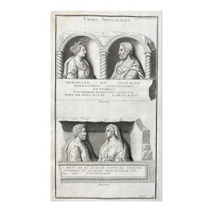 Antique Roman Urn and Tomb Engraving