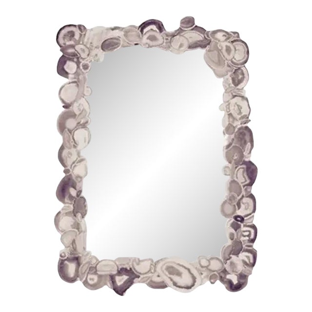 Contemporary Marjorie Skouras North Sea Style Natural Agate Mirror 18" w x 30" with 2.5" For Sale