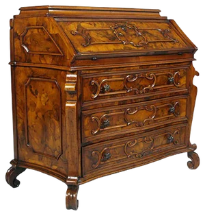 Antique Walnut & Burl Style 700 Lombardo Secretaire by Bottega Milanese dei Valentini