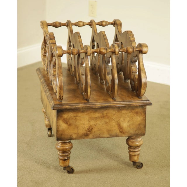 Regency Style Canterbury Magazine Rack With Drawer For Sale In Philadelphia - Image 6 of 12