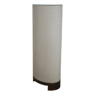 Studio a Modern Textured Canvas Mirror Top Pedestal For Sale
