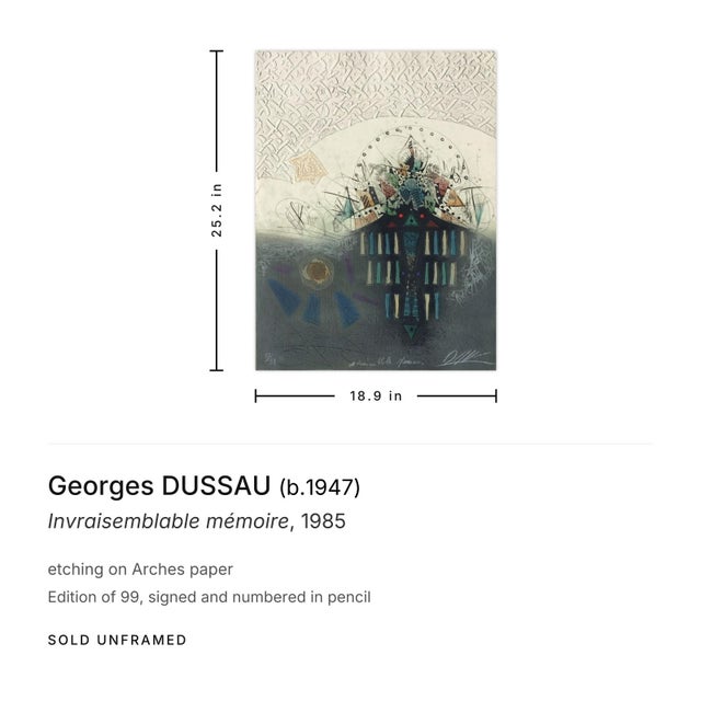 Contemporary 1985 Georges Dussau Invraisemblable Mémoire Signed Etching For Sale - Image 3 of 3
