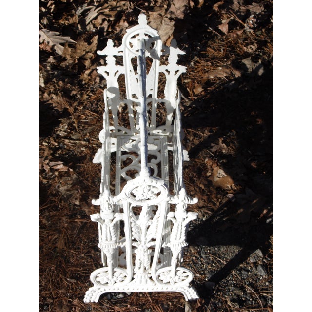 Metal Antique Victorian Cast Iron Magazine Rack Vintage Sheet Music Stand For Sale - Image 7 of 12