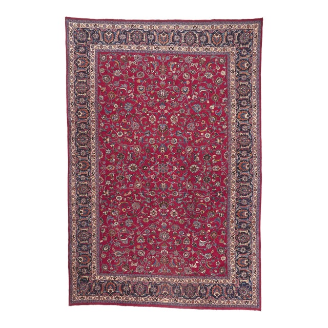 Early 20th Century Antique Persian Mashhad Rug, 11'03 X 16'08 For Sale